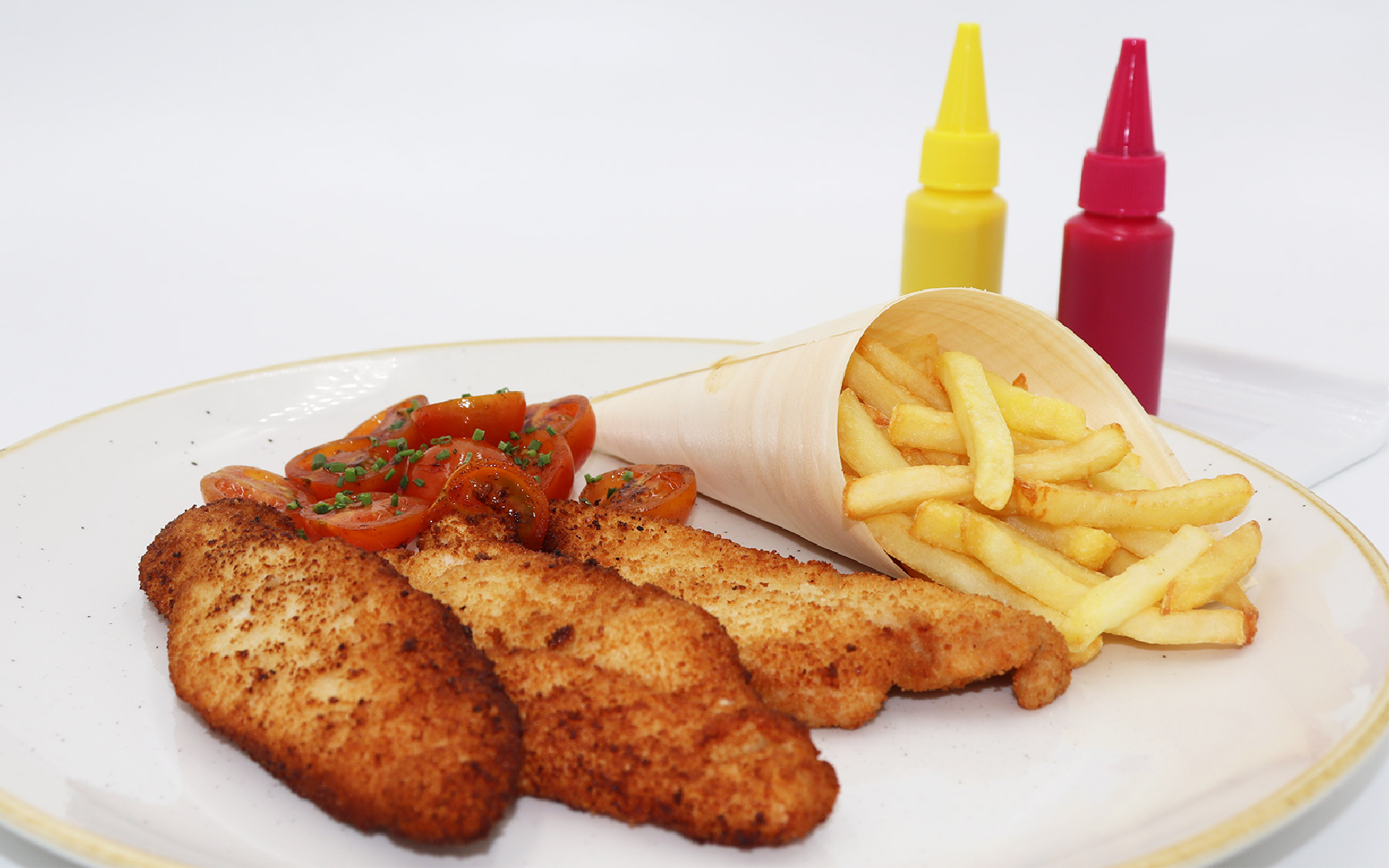 Pechuga de Ave Milanesa con Patatas Chips