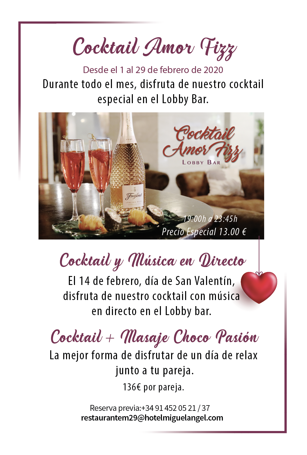 COCKTAIL SAN VALENTÍN - HOTEL MIGUEL ANGEL